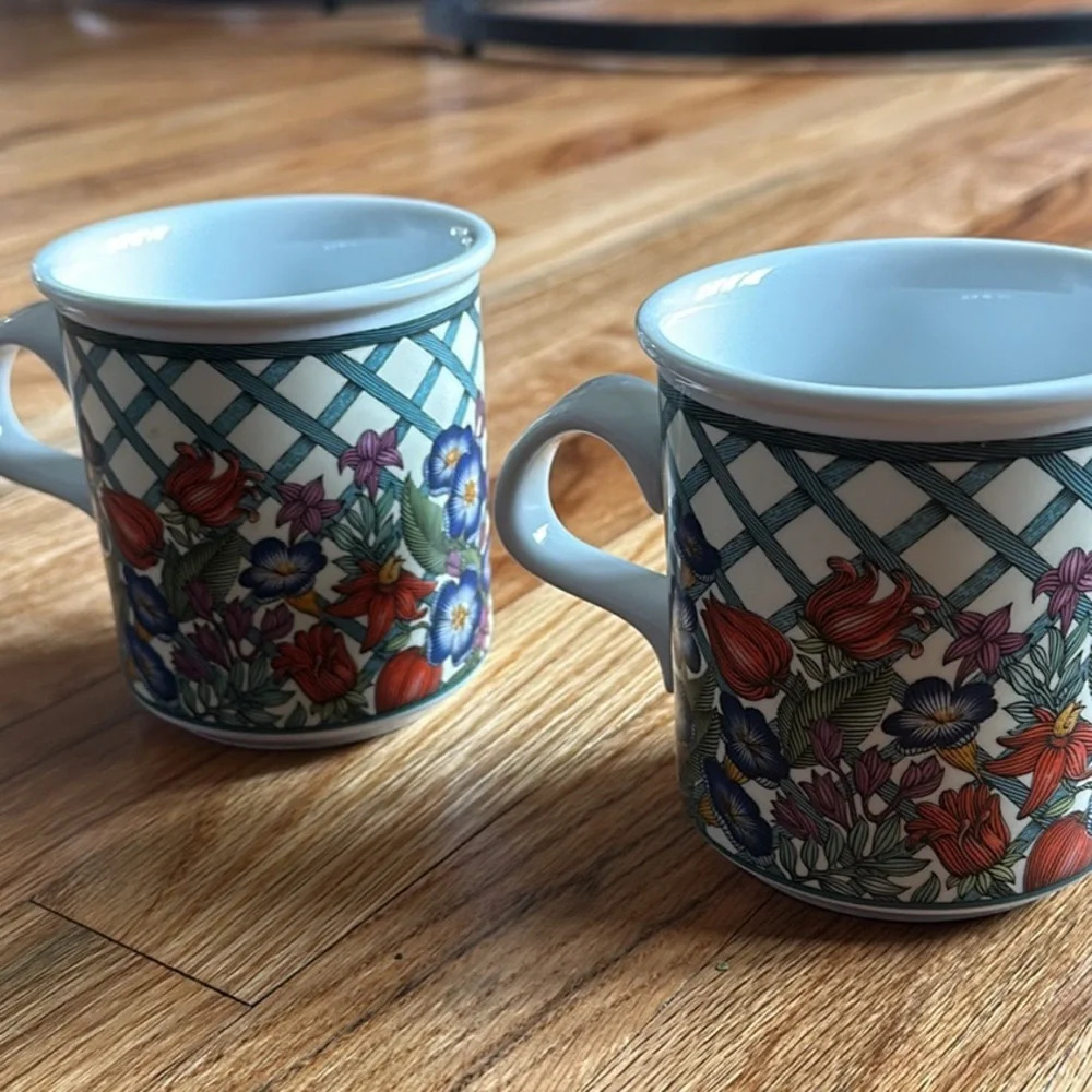 Dansk international designs porcelain floral mugs
